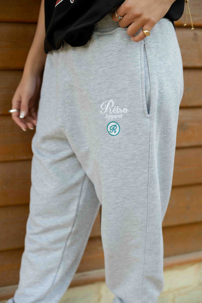 Grey Cloud - Jogger Fit  embroidery White and Teal